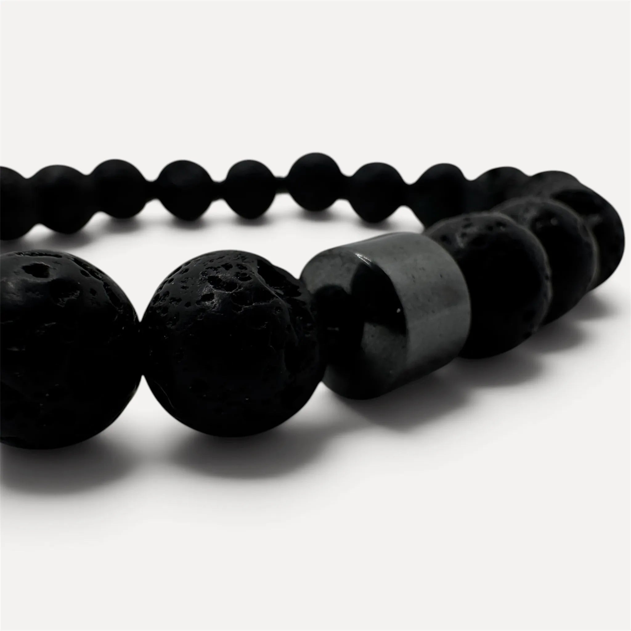Mens Lava and Hematite Bracelet