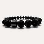 Mens Lava and Hematite Bracelet