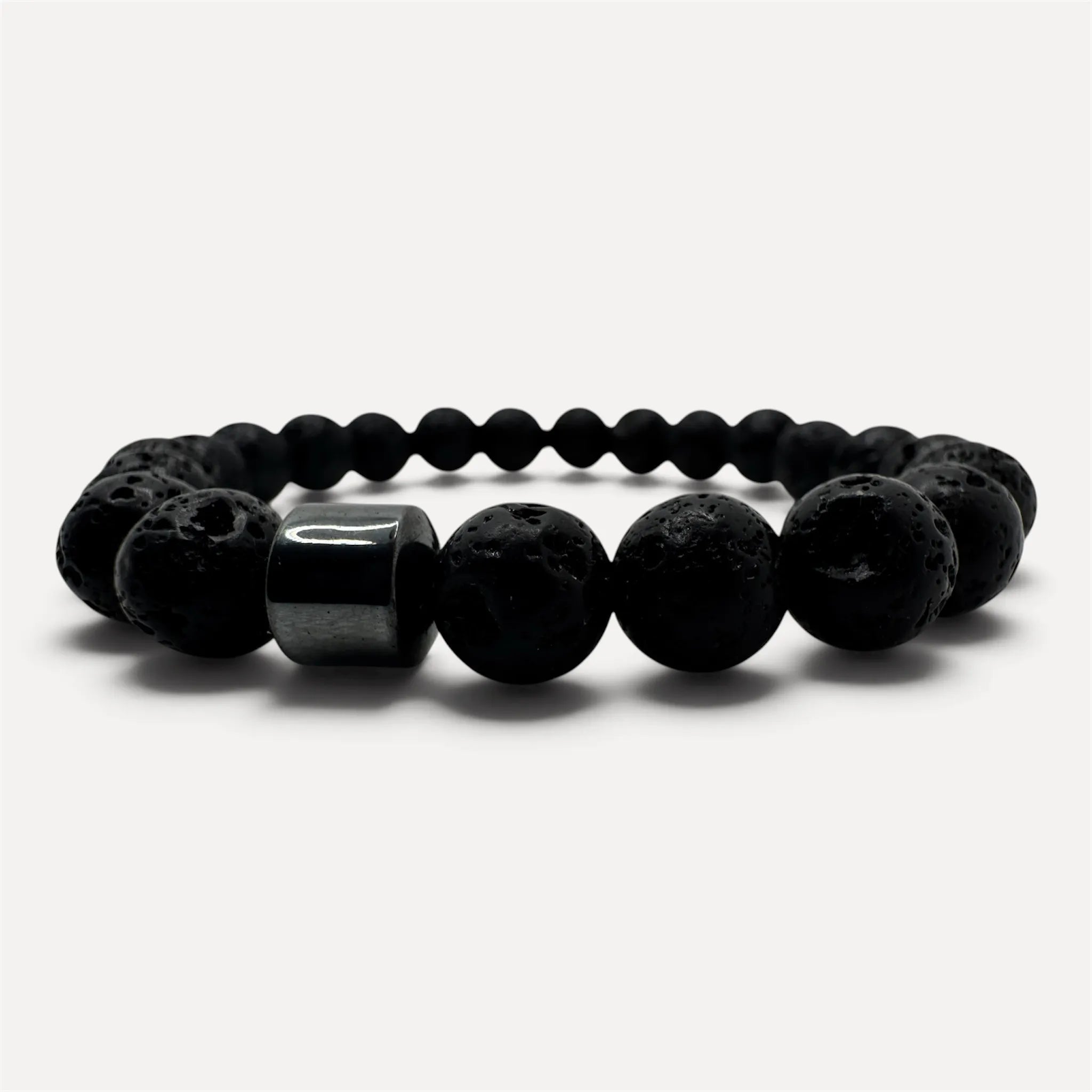 Mens Lava and Hematite Bracelet