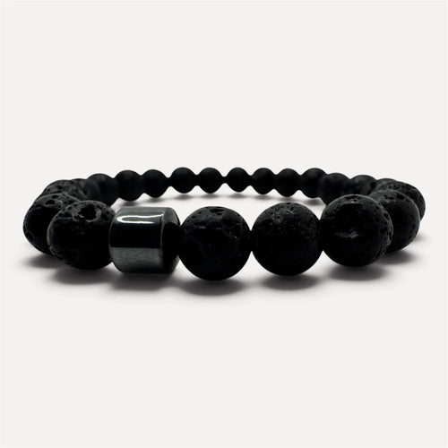 Mens Lava and Hematite Bracelet