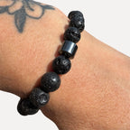 Mens Lava and Hematite Bracelet