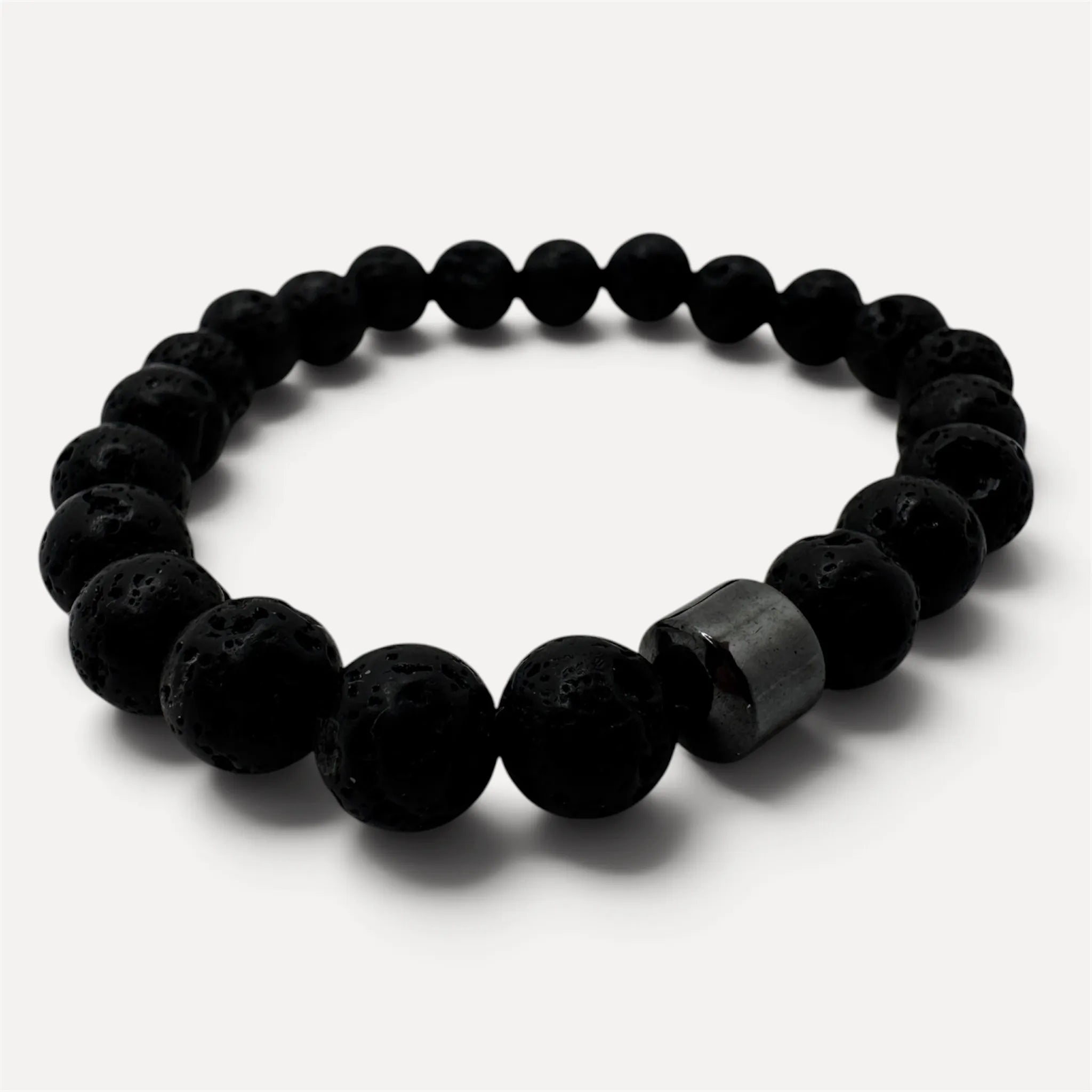 Mens Lava and Hematite Bracelet